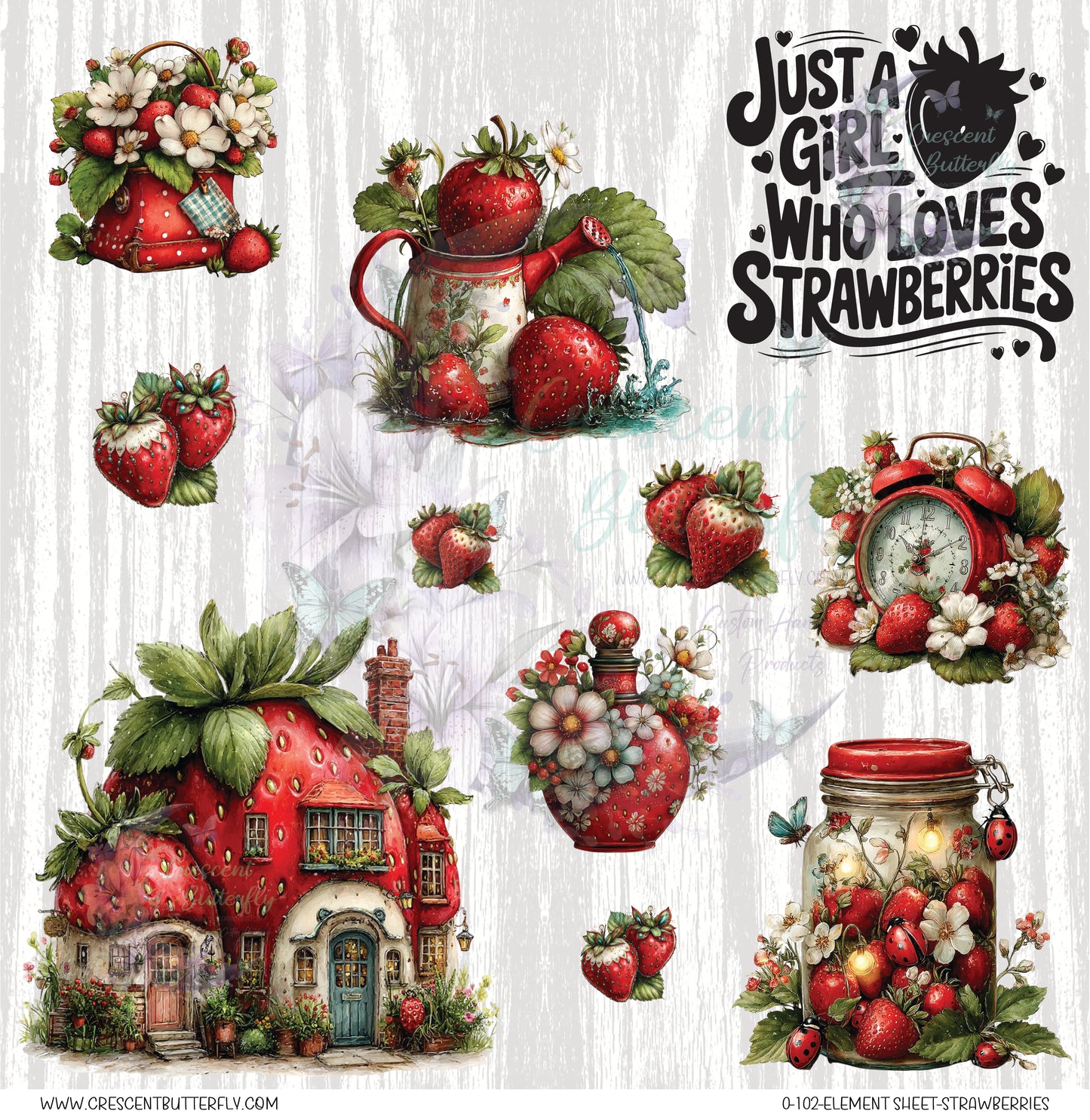0-102-Element Sheet-Strawberries UV DTF