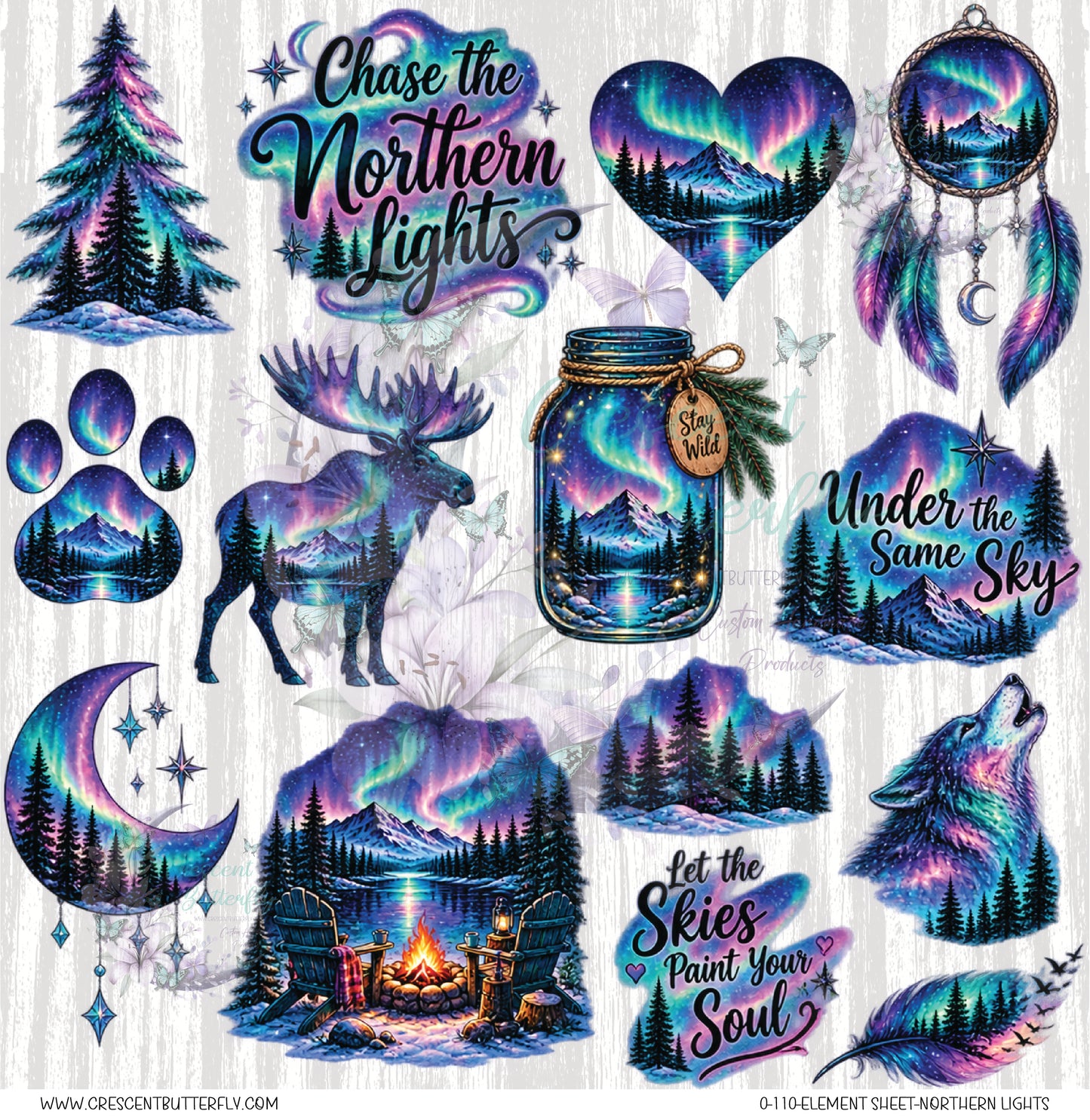 0-110-Element Sheet-Northern Lights UV DTF
