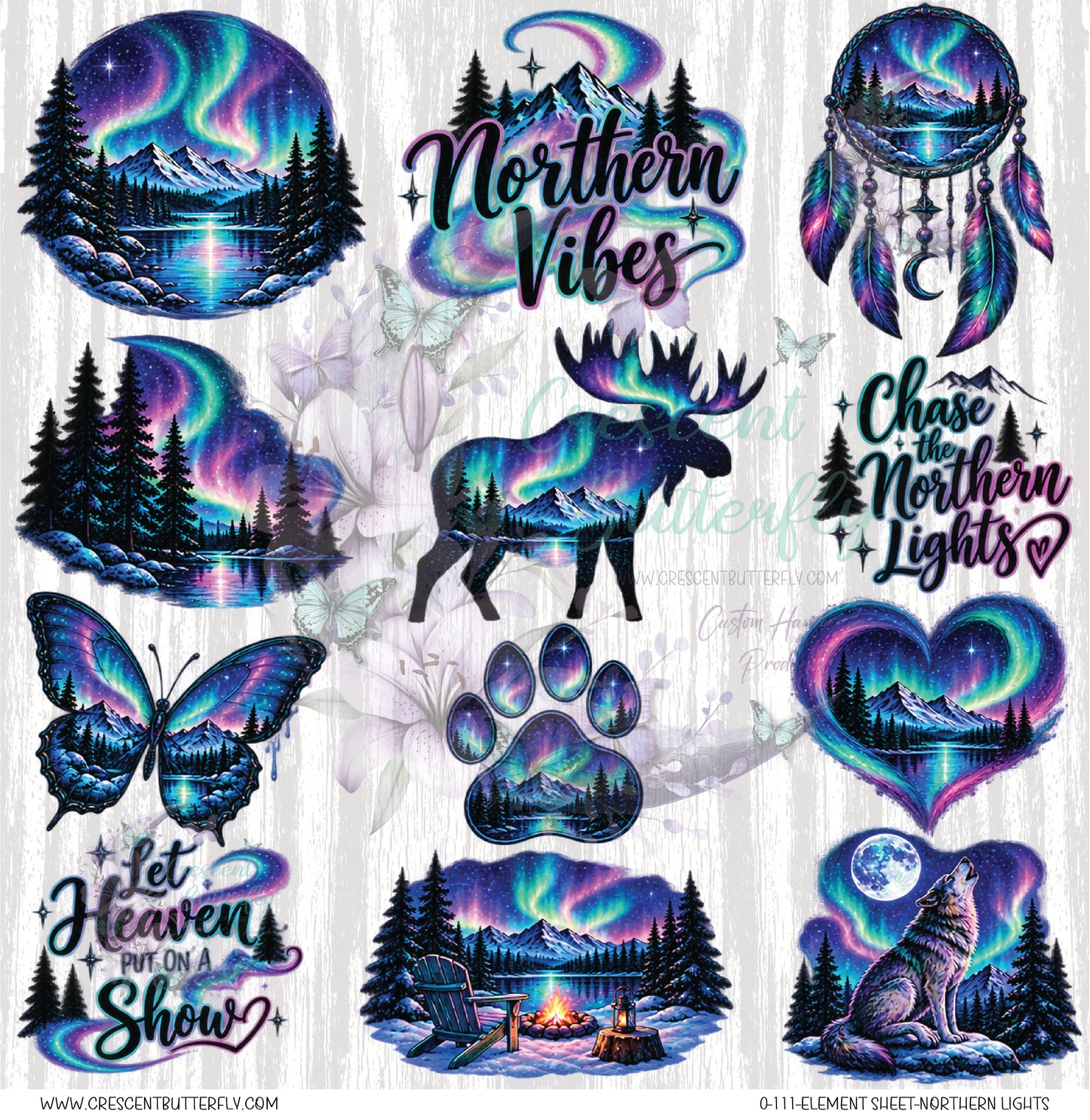 0-111-Element Sheet-Northern Lights UV DTF