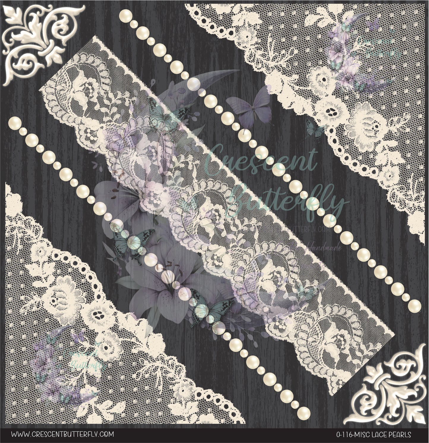 0-116-Misc Lace Pearls 10x10 UV DTF Sheet