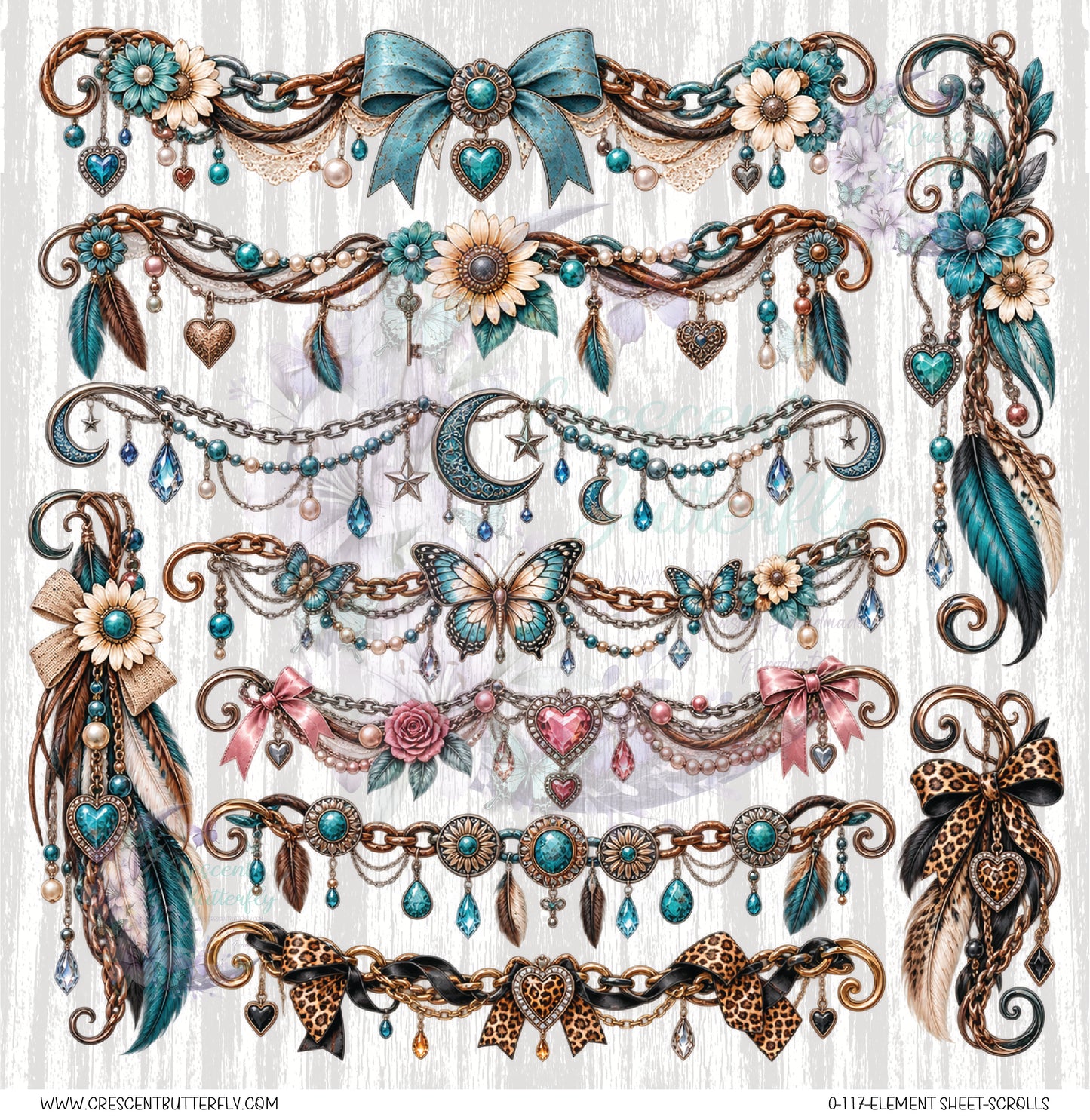 0-117-Element Sheet-Scrolls UV DTF