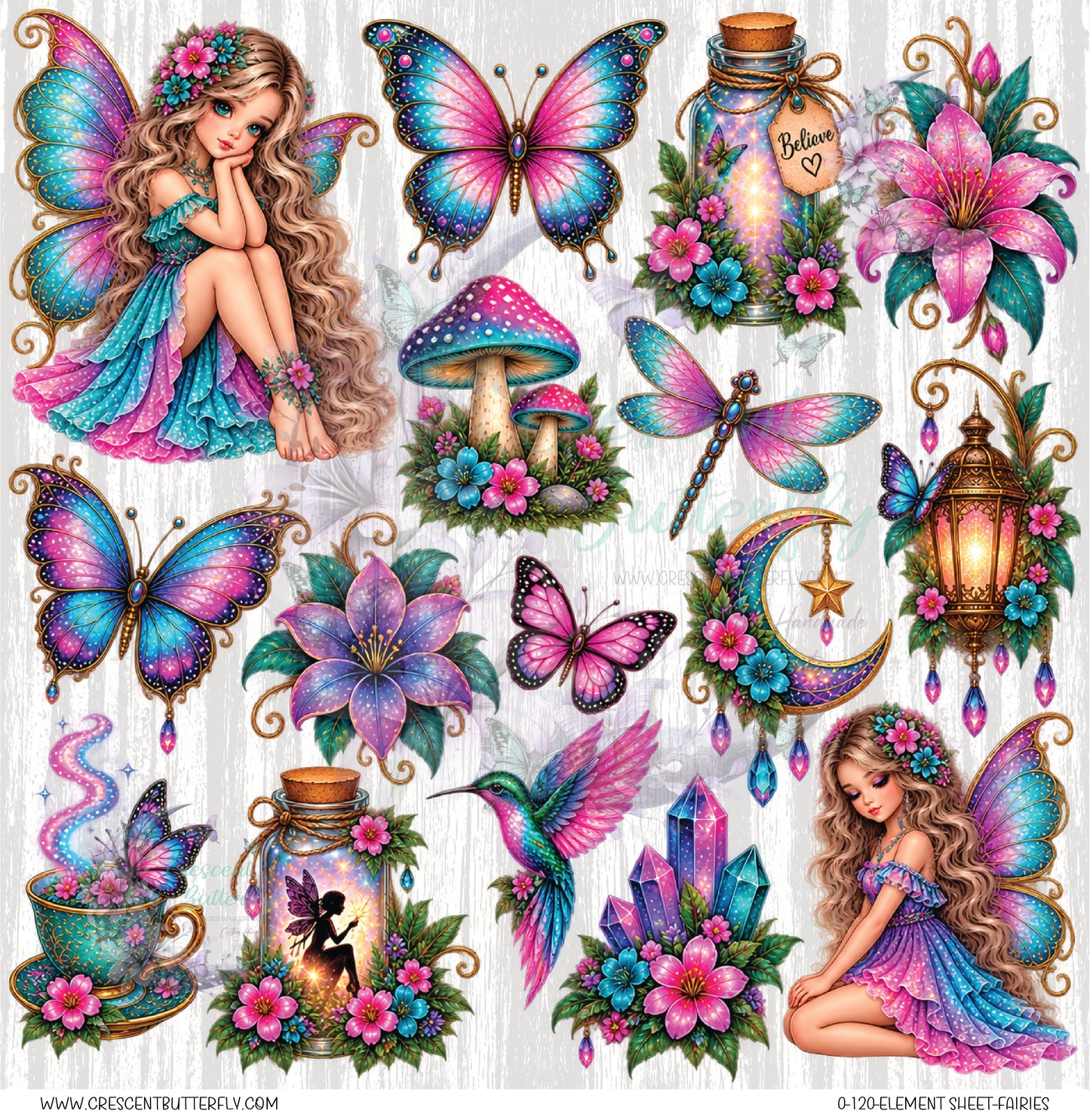 0-120-Element Sheet-Fairies UV DTF