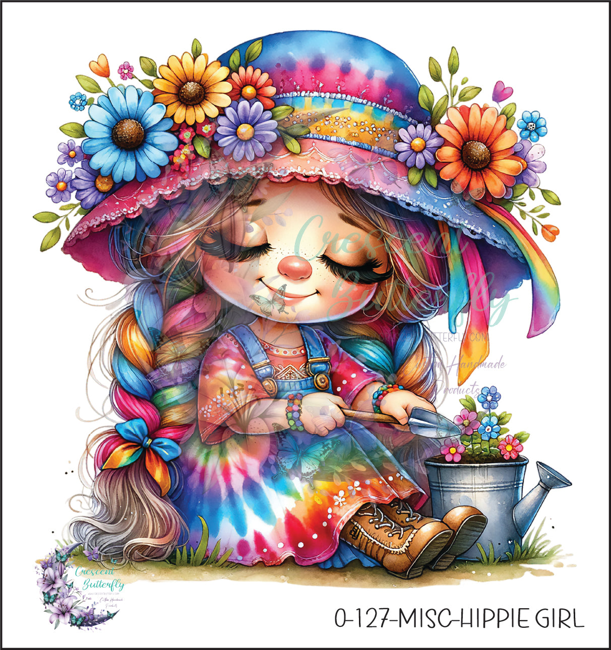 0-127-Misc-Hippie Girl UV DTF Decal