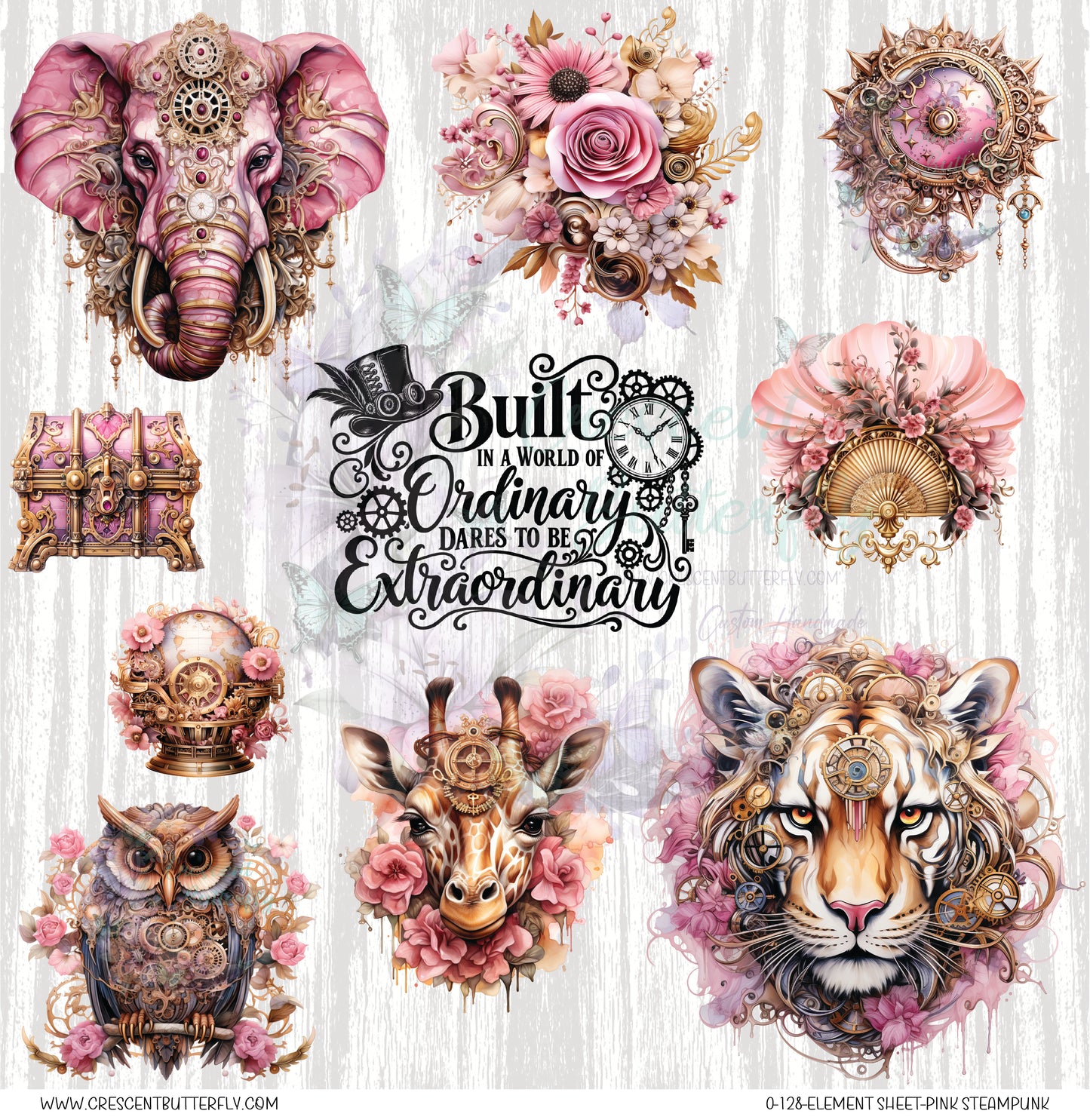 0-128-Element Sheet-Pink Steampunk UV DTF