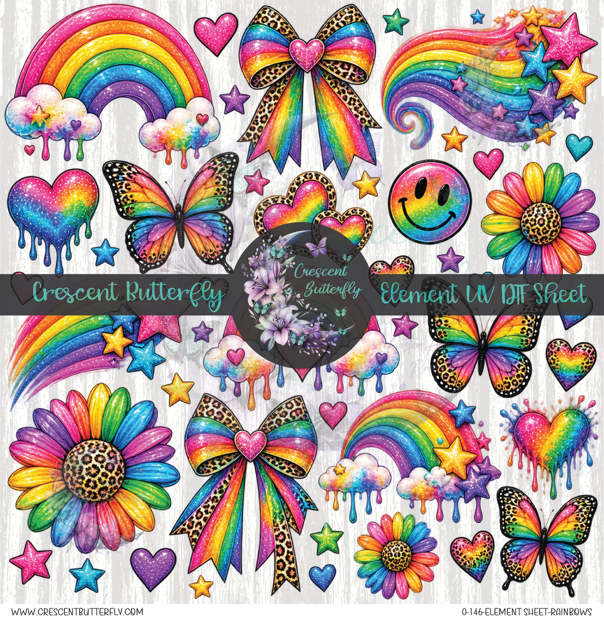 0-146-Element Sheet-Rainbows UV DTF