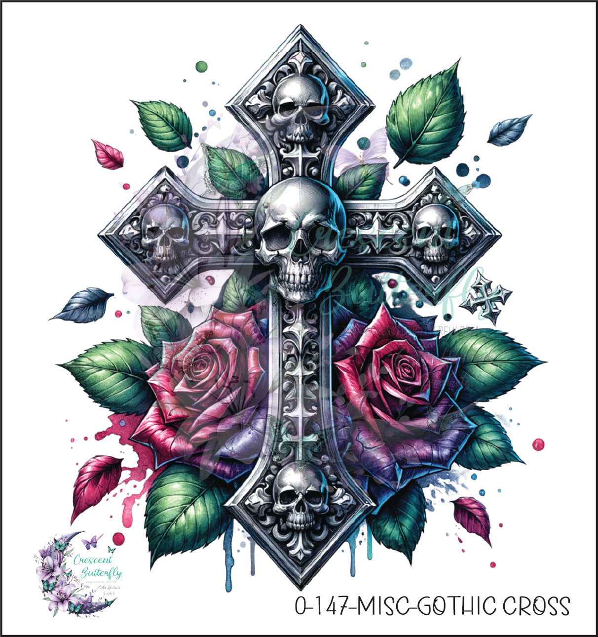 0-147-Misc-Gothic Cross UV DTF Decal