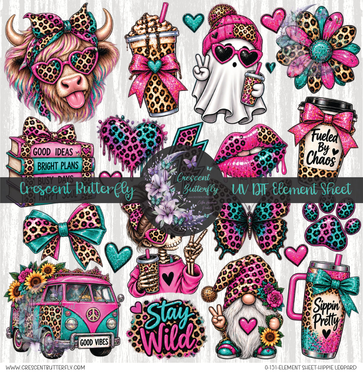 0-151-Element Sheet-Hippie Leopard UV DTF