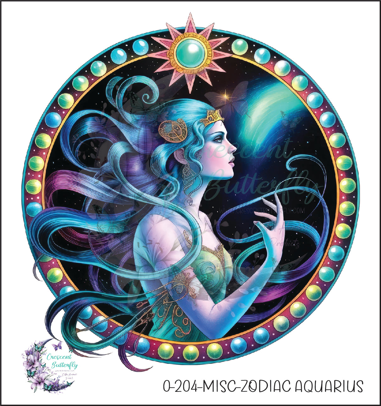 0-204-Misc-Zodiac Aquarius UV DTF Decal