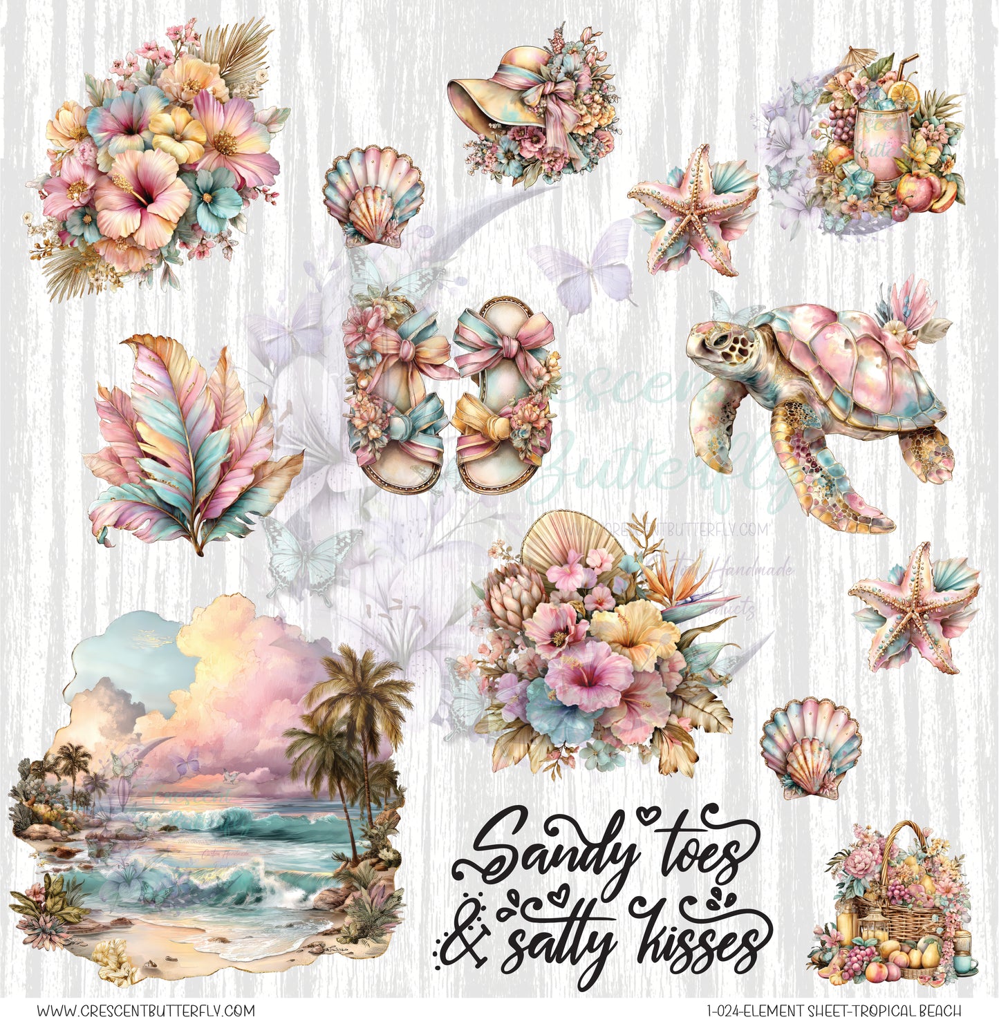1-024-Element Sheet-Tropical Beach UV DTF