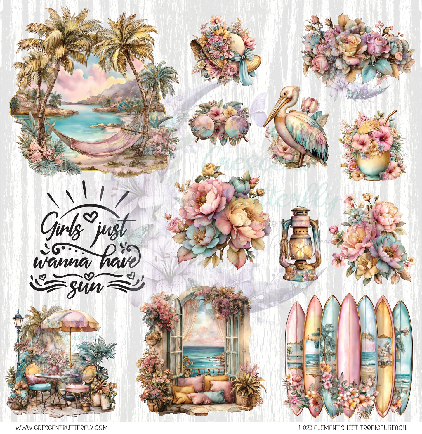 1-025-Element Sheet-Tropical Beach UV DTF