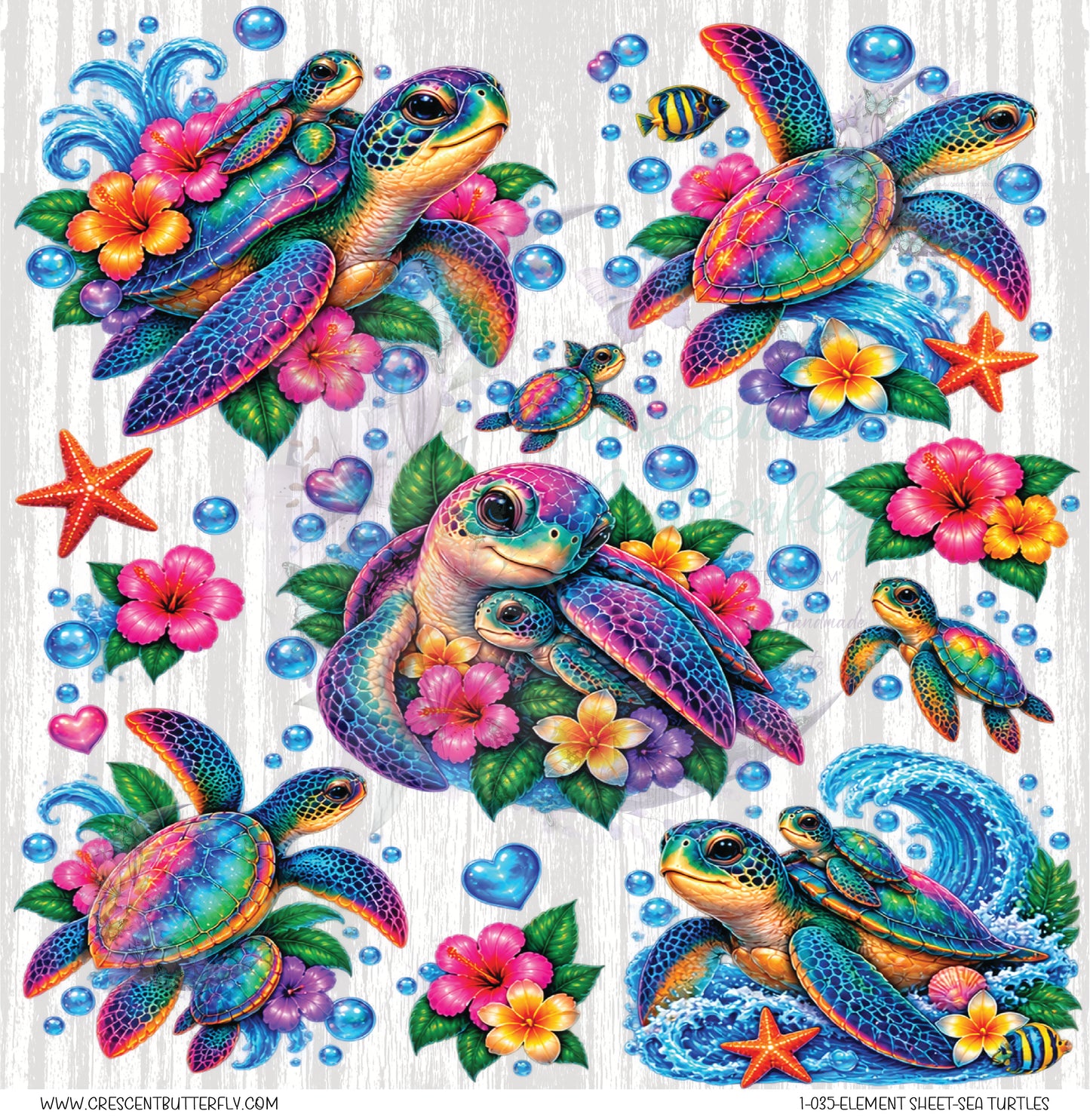 1-035-Element Sheet-Sea Turtles UV DTF