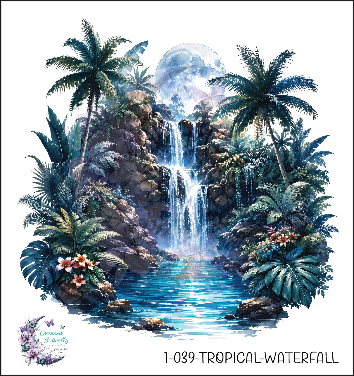 1-039-Tropical-Waterfall UV DTF Decal