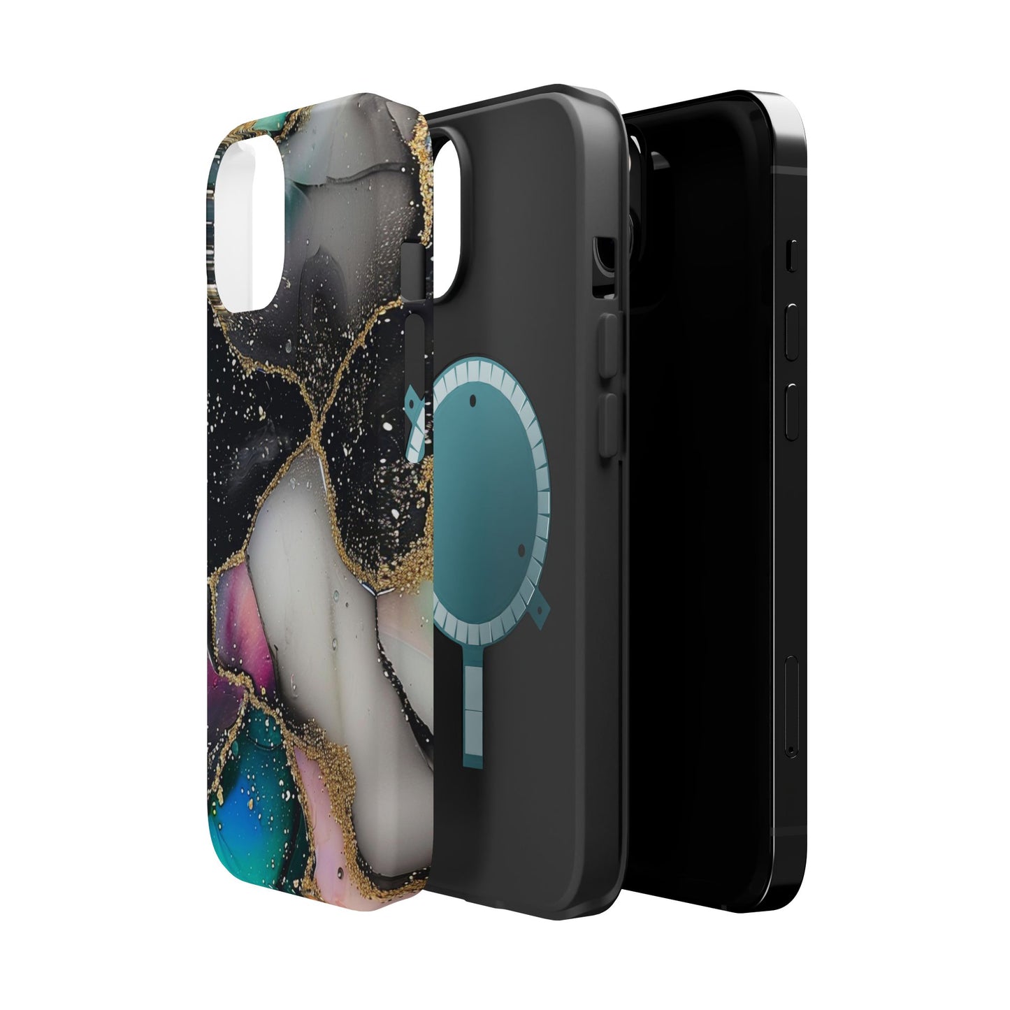 Black Glitter Alcohol Ink 6 -Magnetic Tough Cases