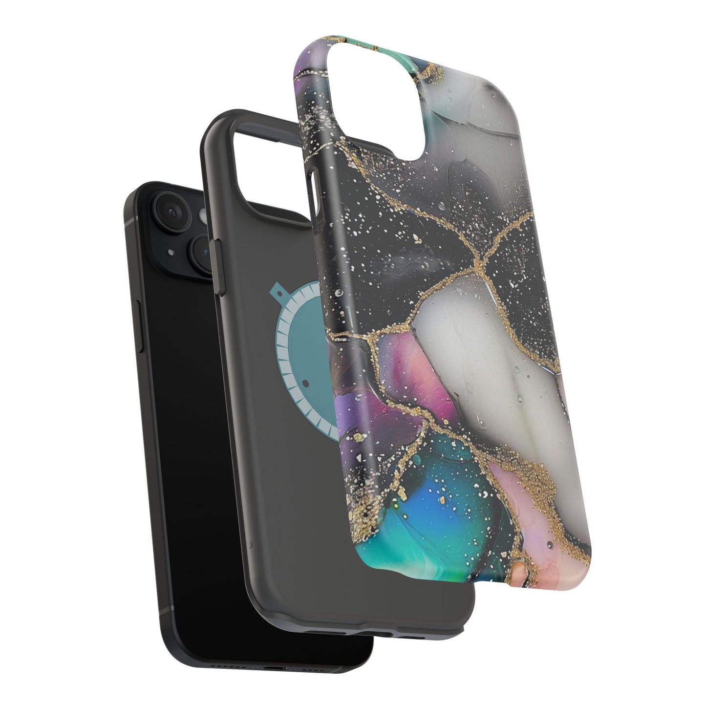 Black Glitter Alcohol Ink 6 -Magnetic Tough Cases