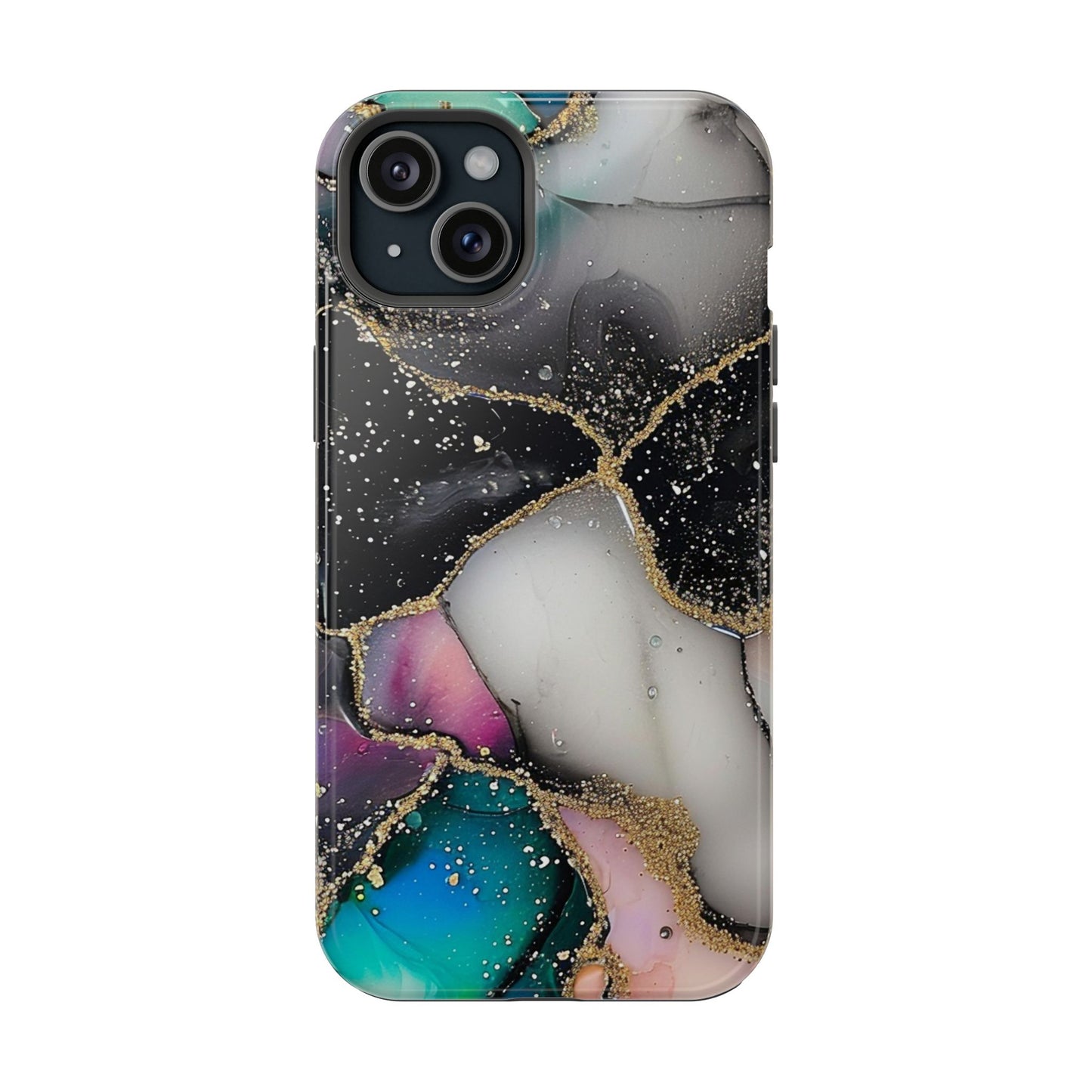 Black Glitter Alcohol Ink 6 -Magnetic Tough Cases