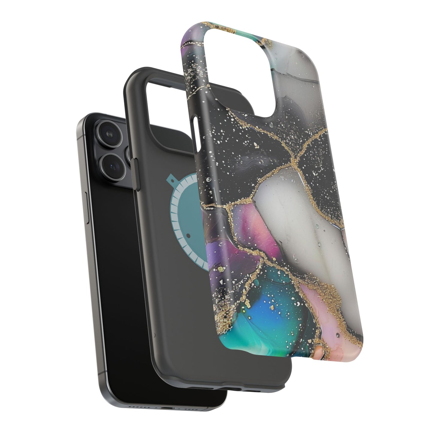 Black Glitter Alcohol Ink 6 -Magnetic Tough Cases