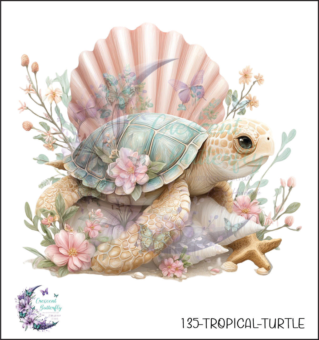 135-Tropical-Turtle UV DTF Decal