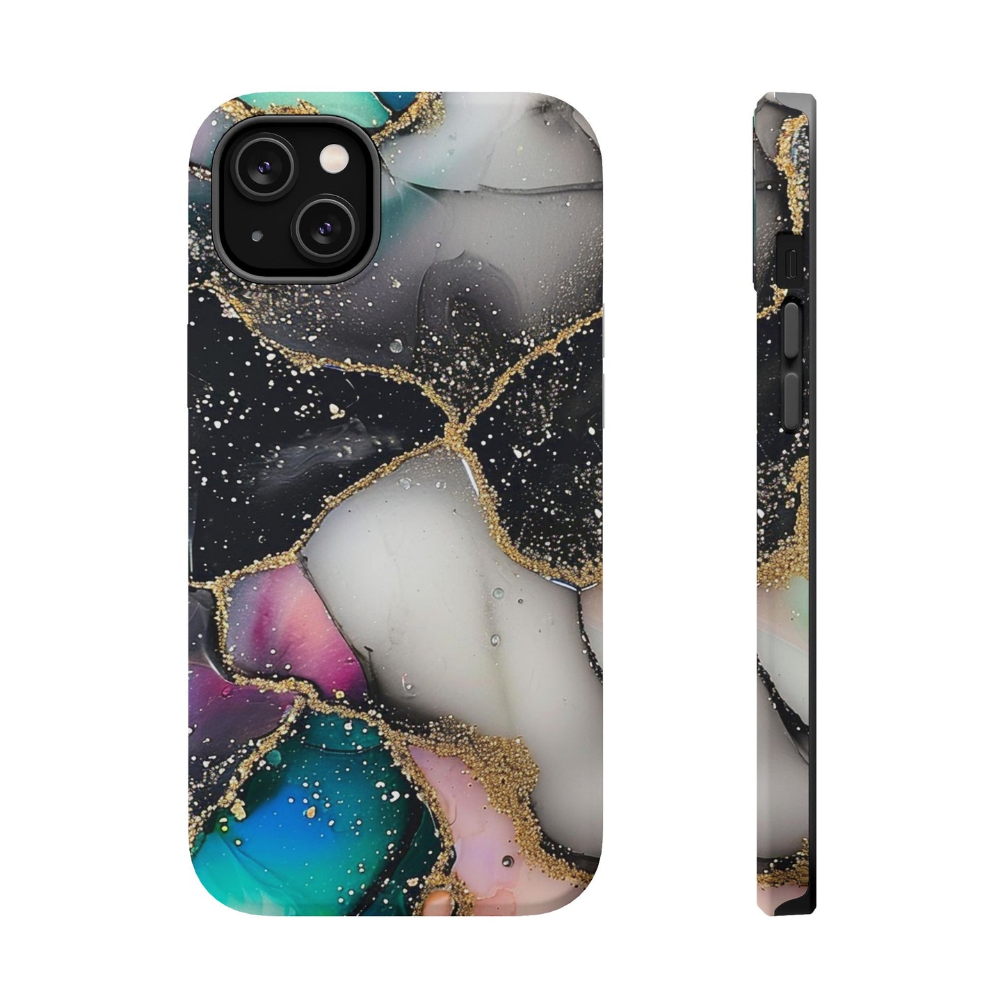 Black Glitter Alcohol Ink 6 -Magnetic Tough Cases