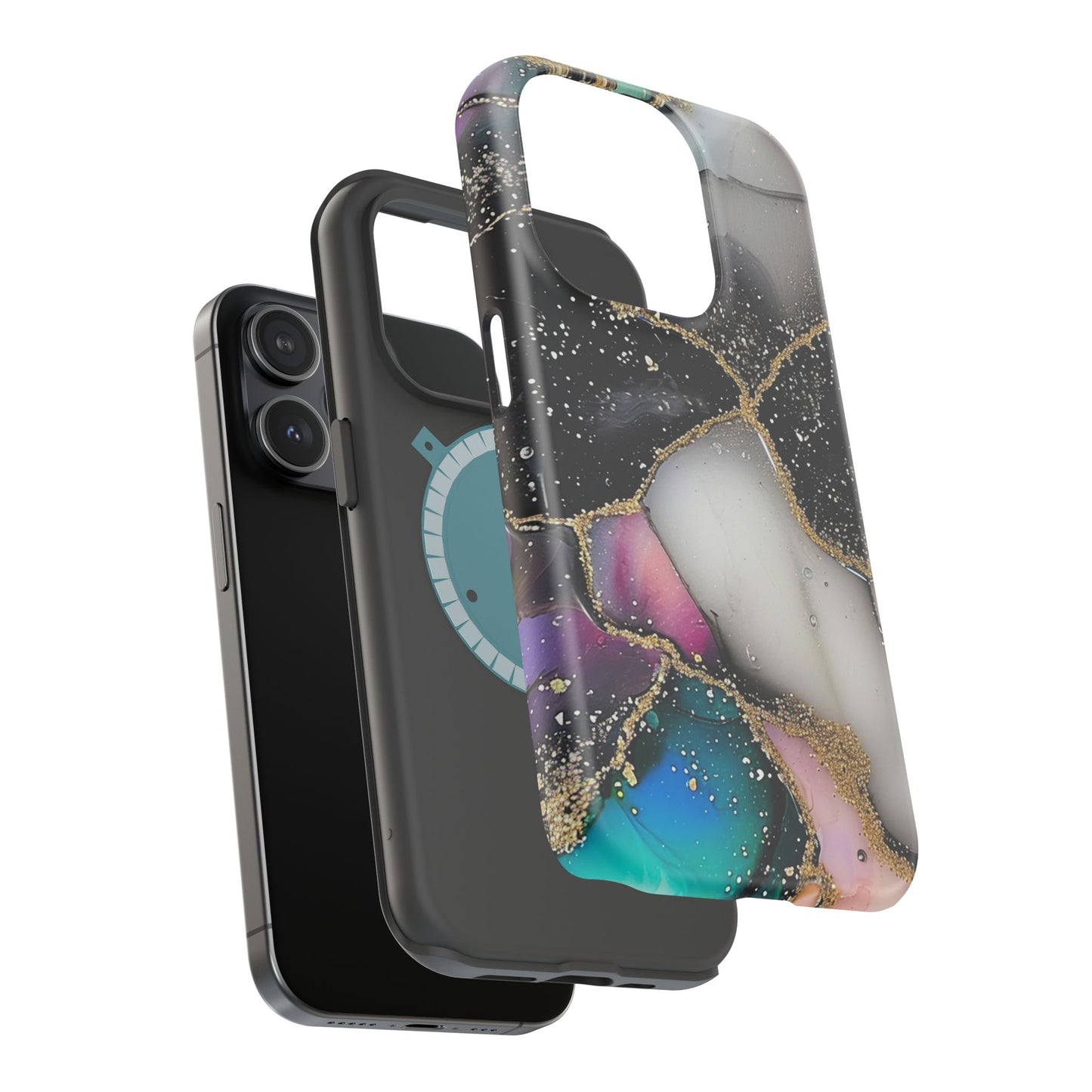 Black Glitter Alcohol Ink 6 -Magnetic Tough Cases