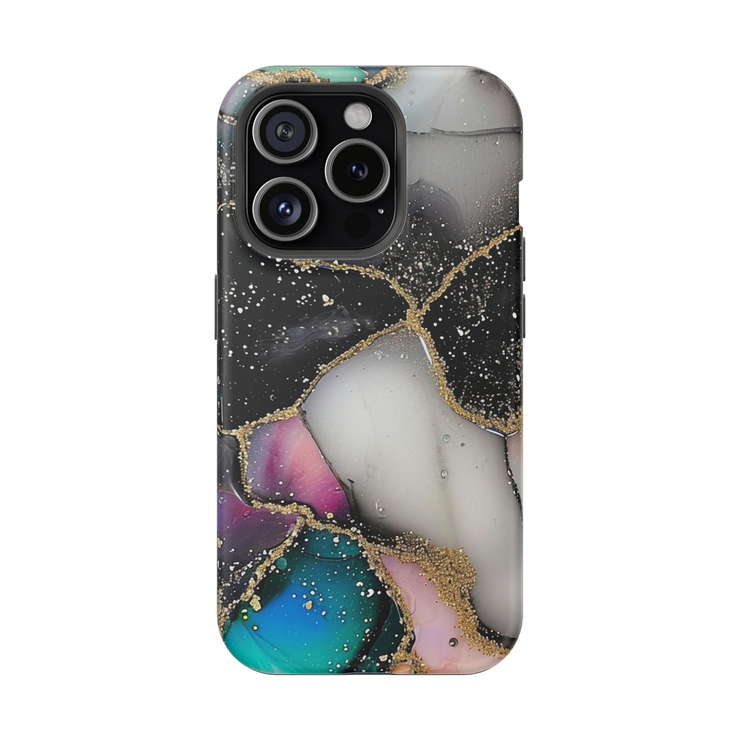 Black Glitter Alcohol Ink 6 -Magnetic Tough Cases