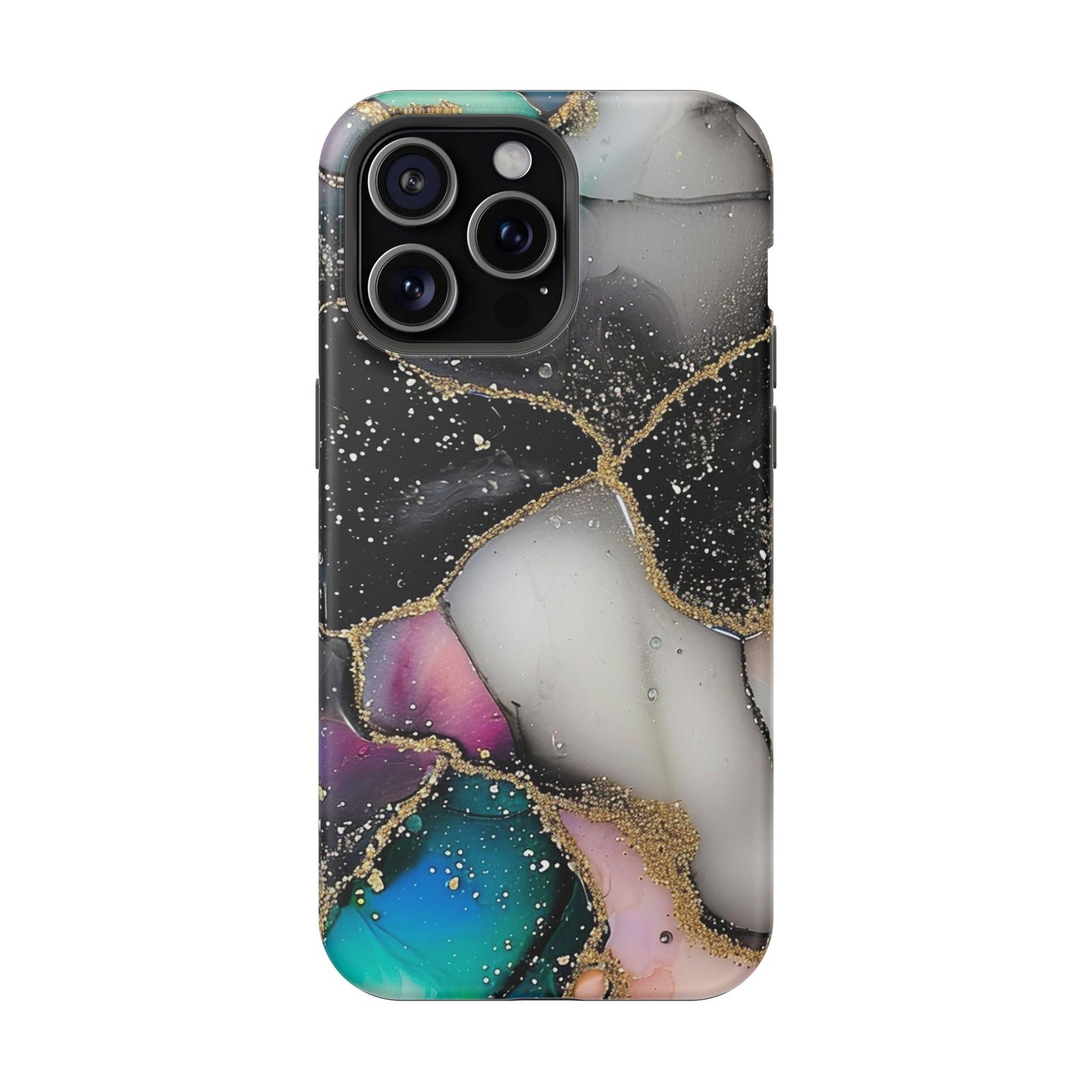 Black Glitter Alcohol Ink 6 -Magnetic Tough Cases