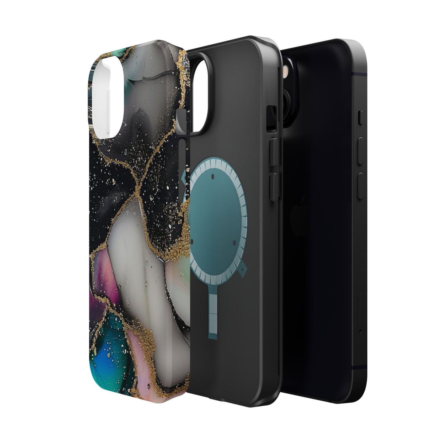 Black Glitter Alcohol Ink 6 -Magnetic Tough Cases
