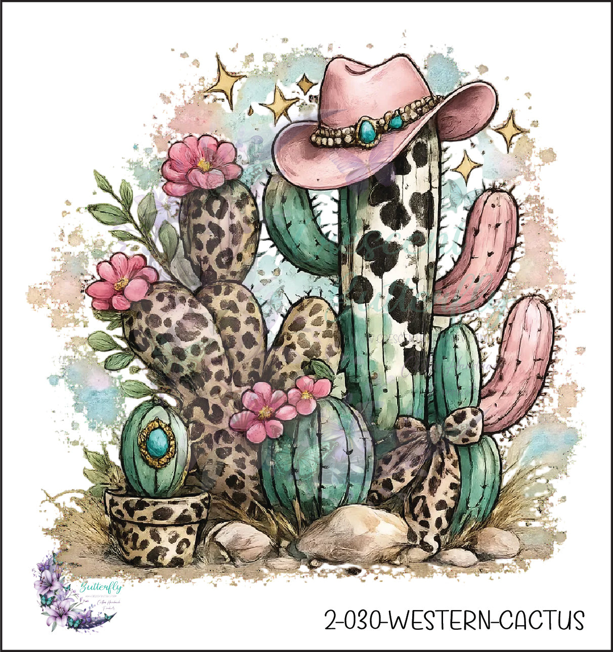 2-030-Western-Cactus UV DTF Decal