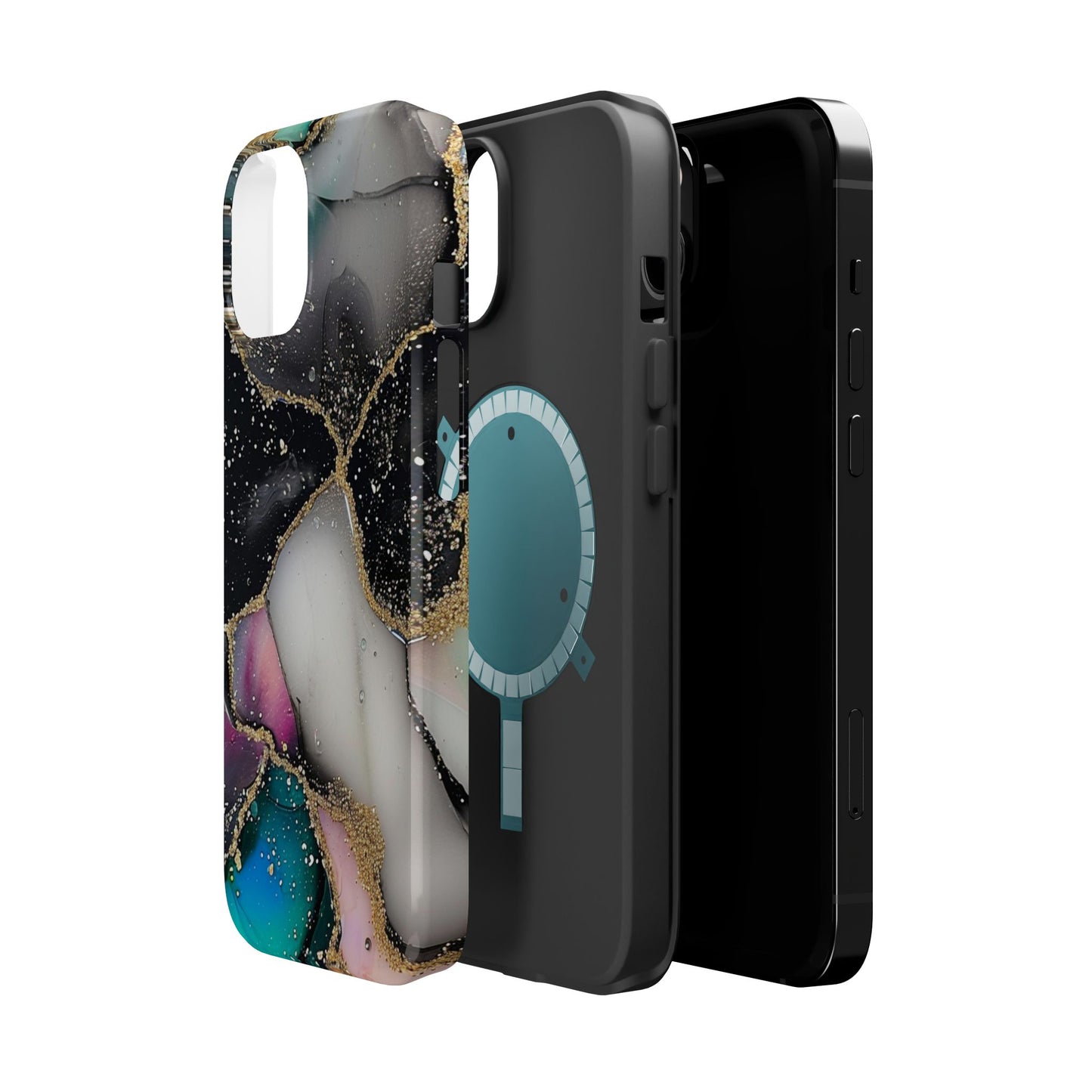 Black Glitter Alcohol Ink 6 -Magnetic Tough Cases