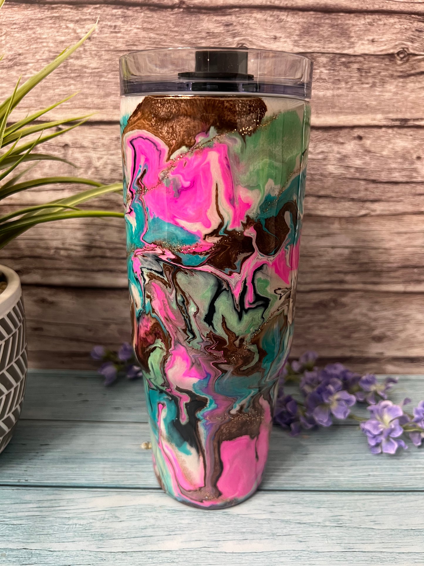 Neopolitan Madness Handmade Custom Epoxy Tumbler