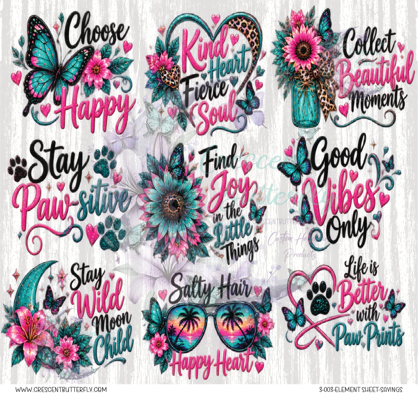 3-003-Element Sheet-Sayings UV DTF