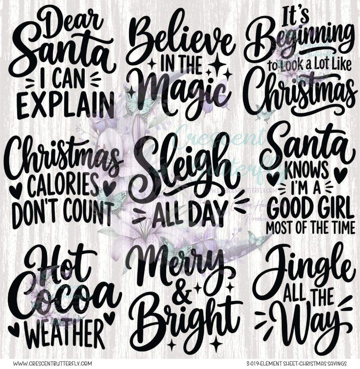 3-019-Element Sheet-Christmas Sayings UV DTF