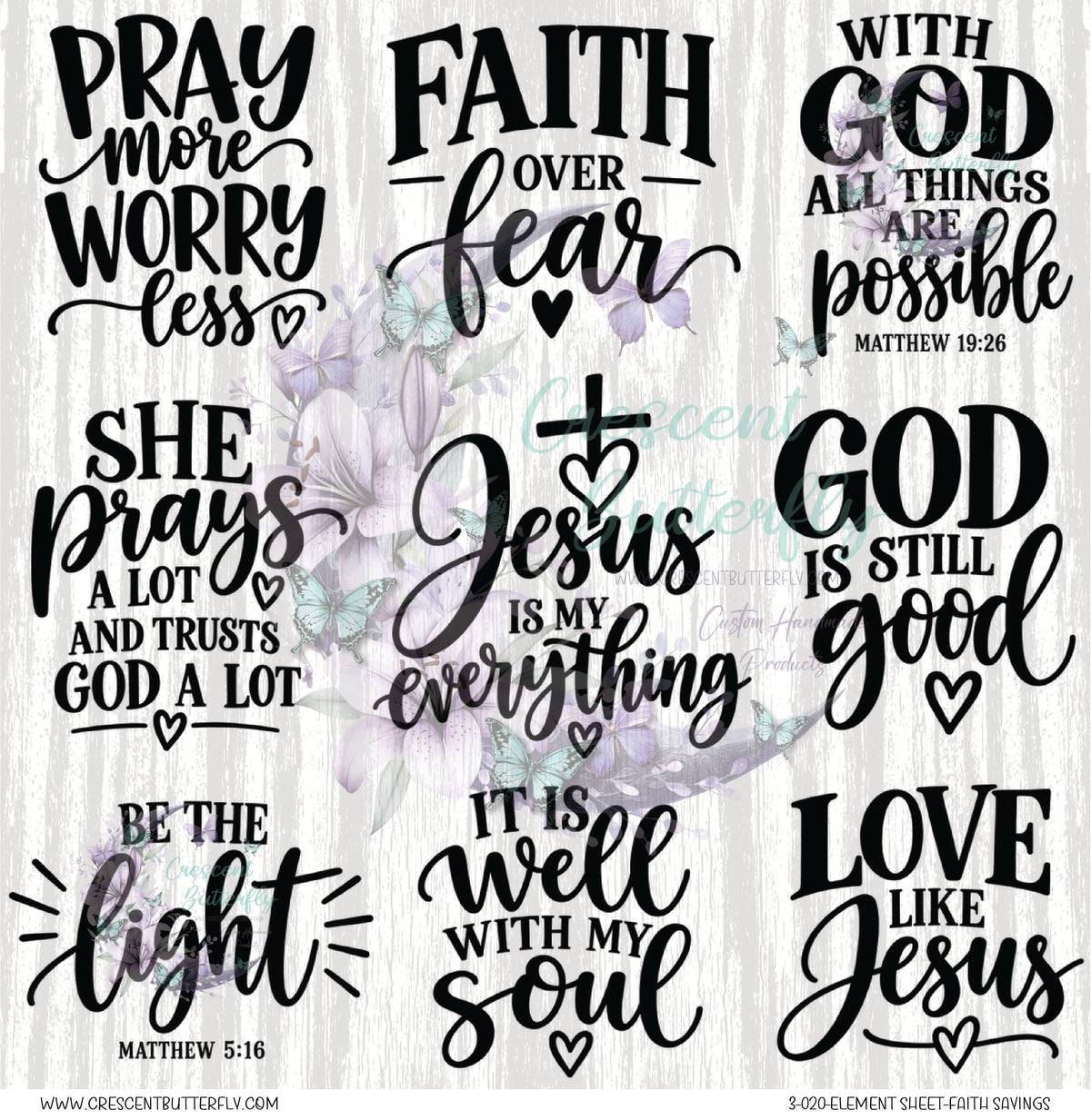 3-020-Element Sheet-Faith Sayings UV DTF