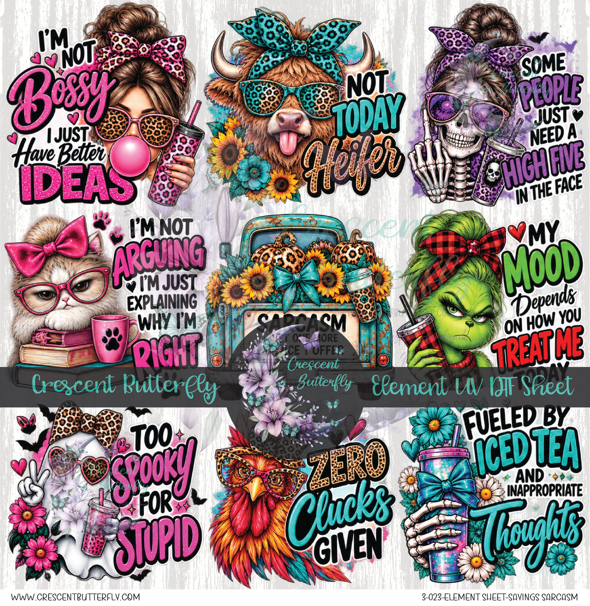 3-023-Element Sheet-Sayings Sarcasm UV DTF