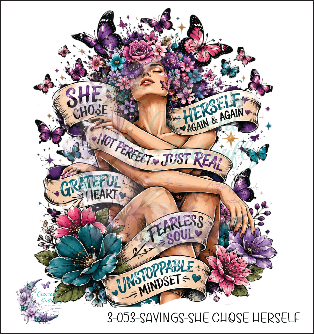 3-053-Sayings-She Chose Herself UV DTF Decal