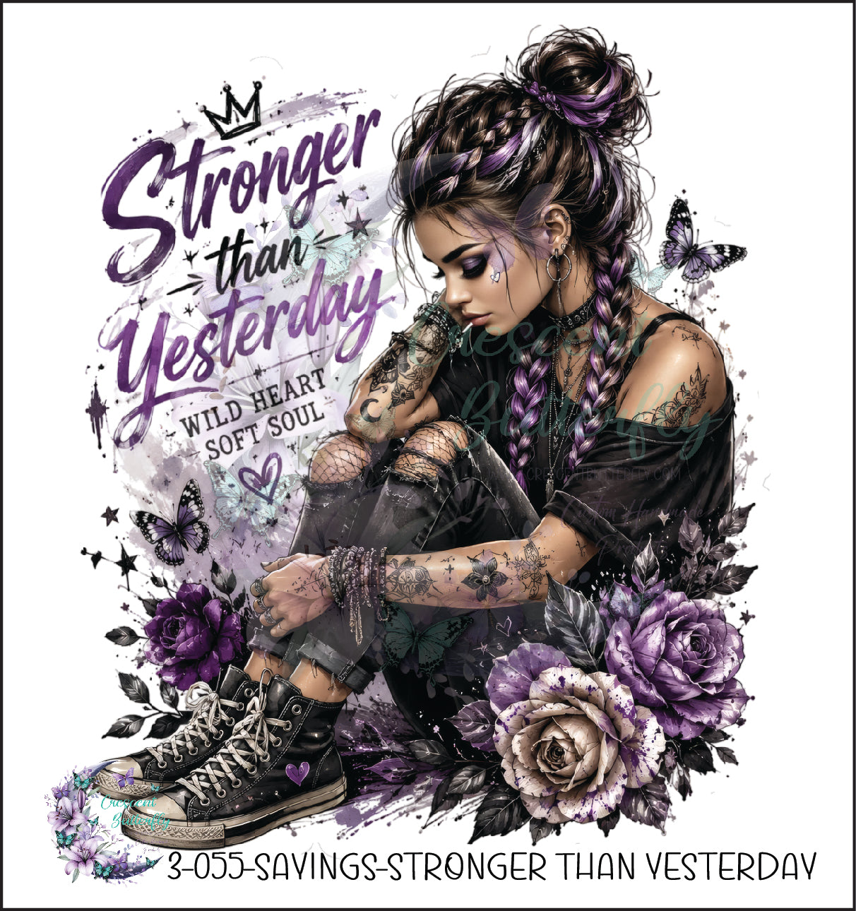 3-055-Sayings-Stronger Than Yesterday UV DTF Decal