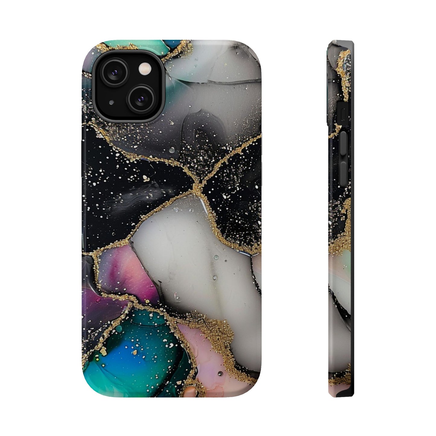 Black Glitter Alcohol Ink 6 -Magnetic Tough Cases