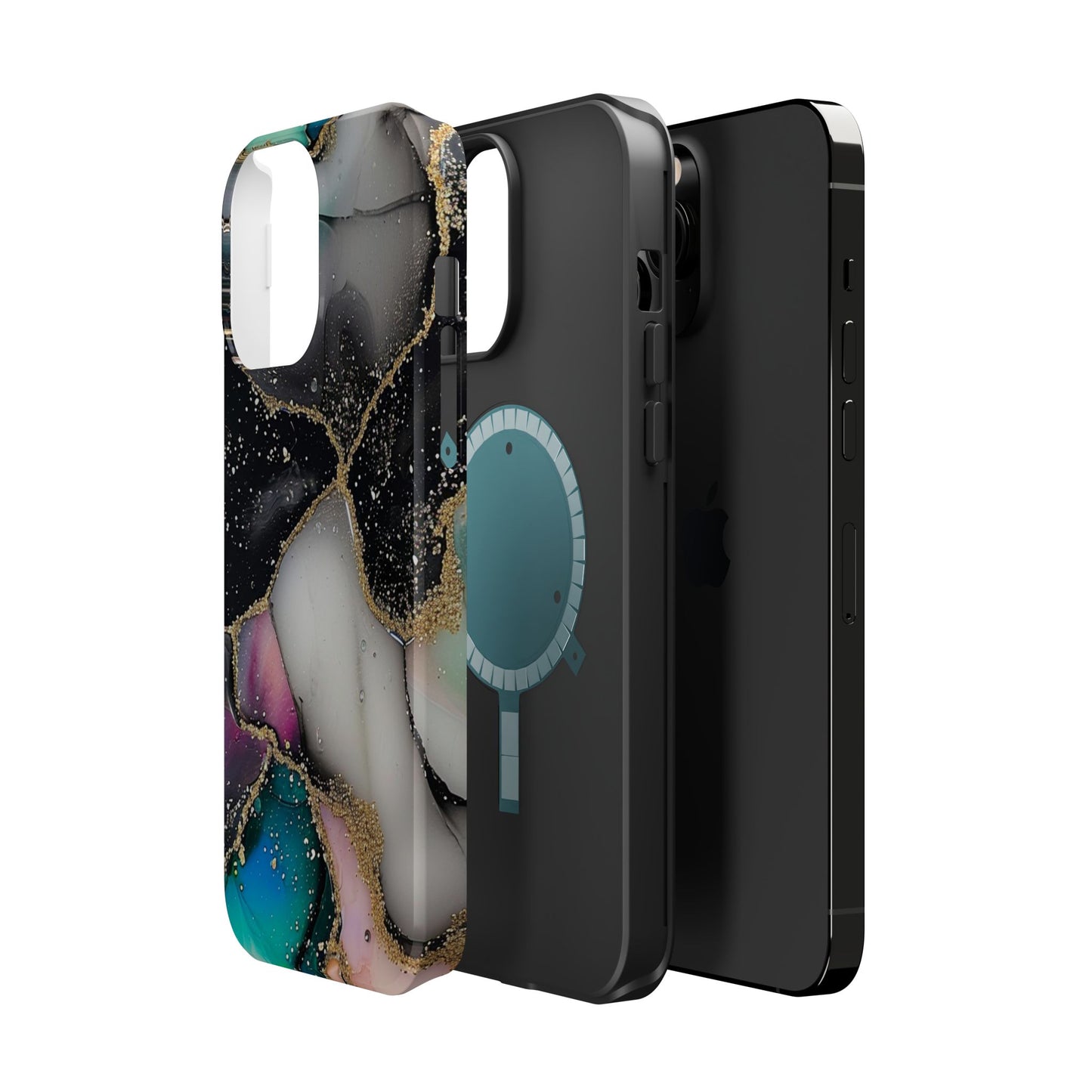Black Glitter Alcohol Ink 6 -Magnetic Tough Cases