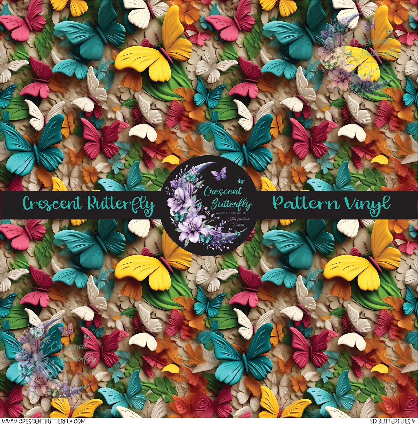 3D Butterflies 9 Printed Vinyl Sheet/Wrap