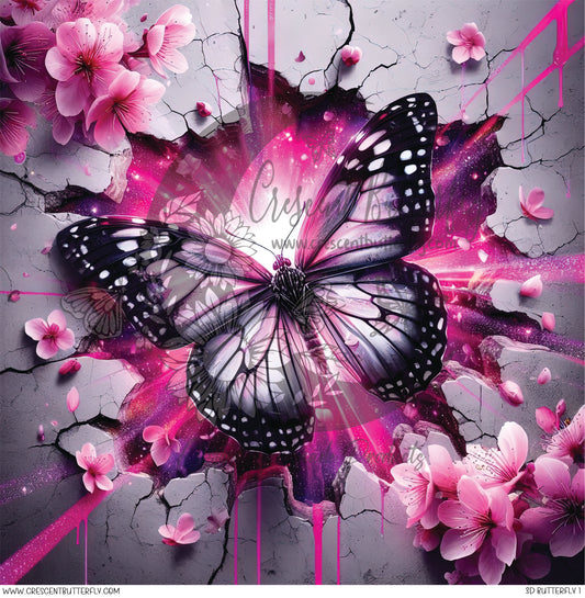 3D Butterfly 1 Printed Vinyl Sheet/Wrap