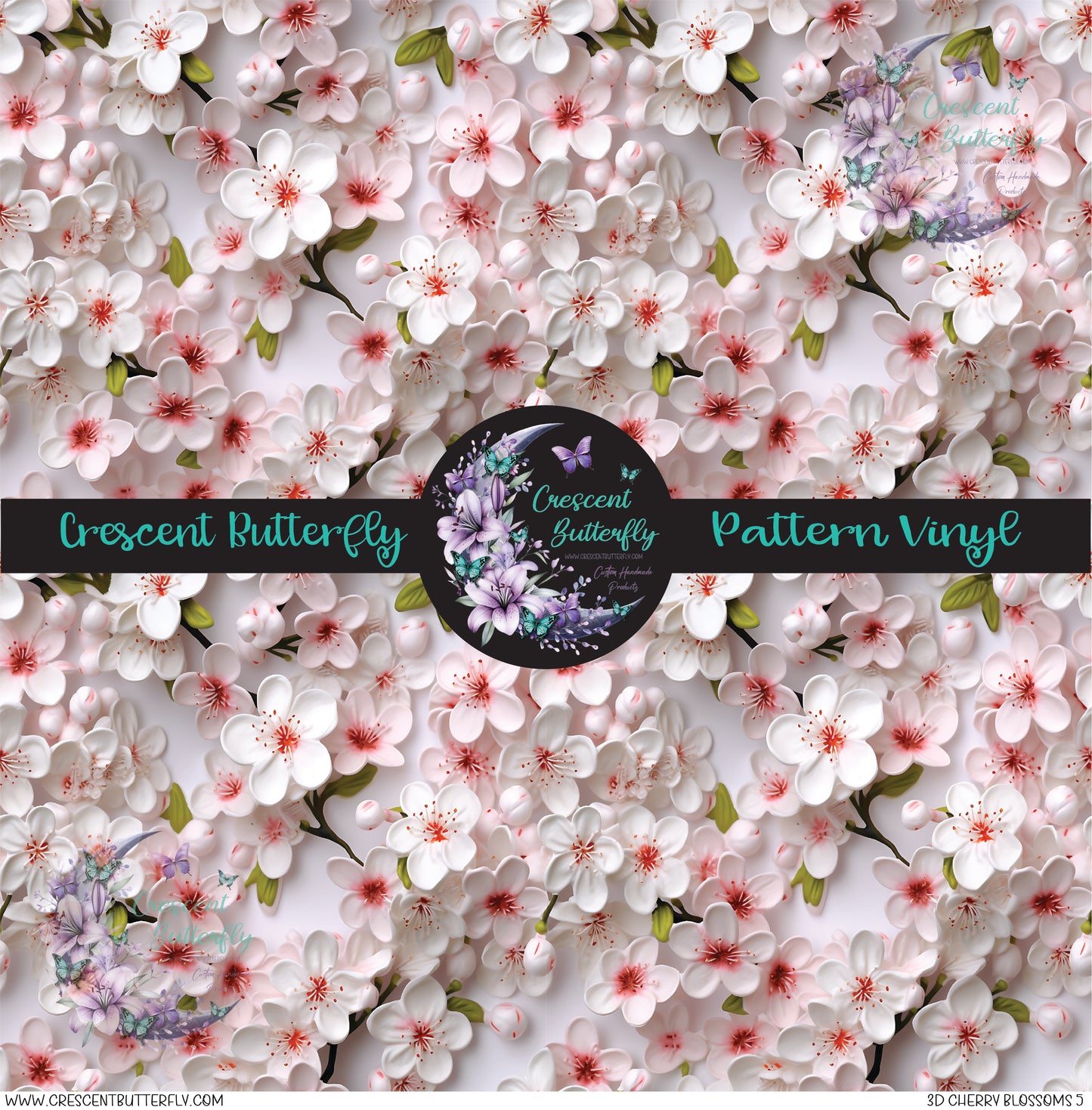 3D Cherry Blossoms 5 Printed Vinyl Sheet/Wrap