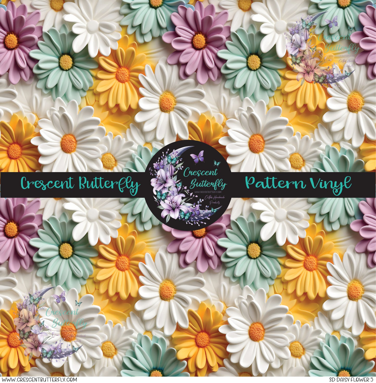 3D Daisy Flower 5 Printed Vinyl Sheet/Wrap