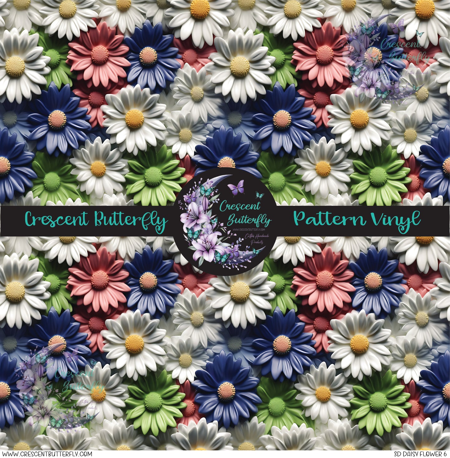 3D Daisy Flower 6 Printed Vinyl Sheet/Wrap