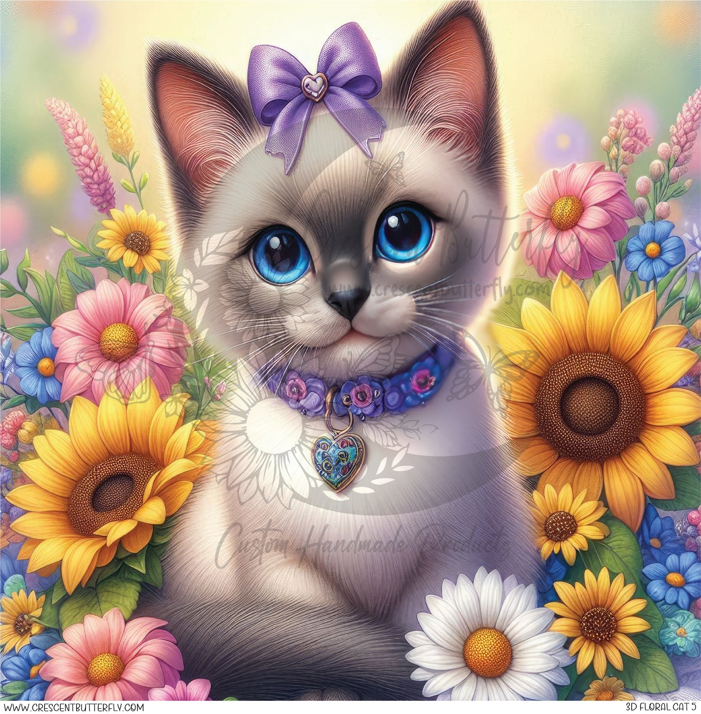 3D Floral Cat 5 Printed Vinyl Sheet/Wrap