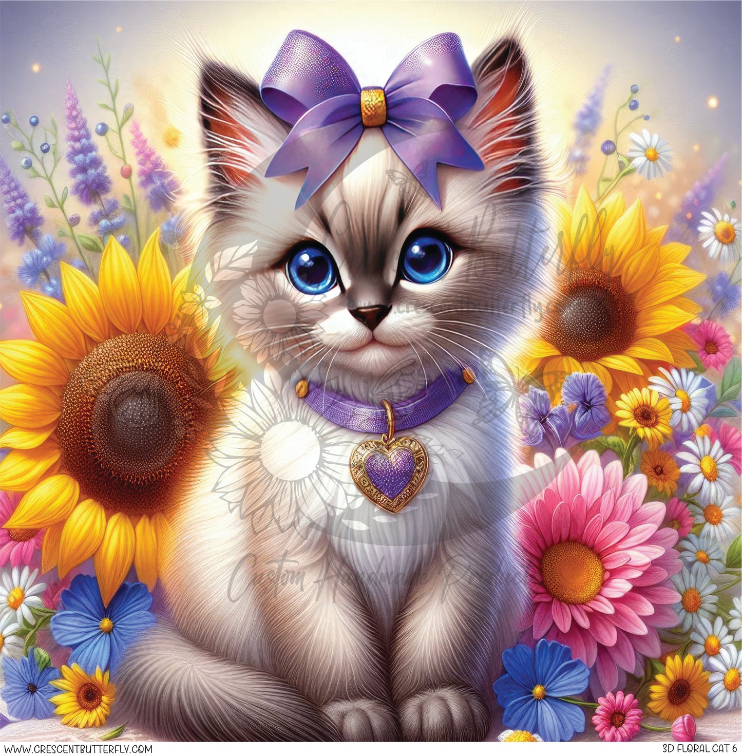 3D Floral Cat 6 Printed Vinyl Sheet/Wrap