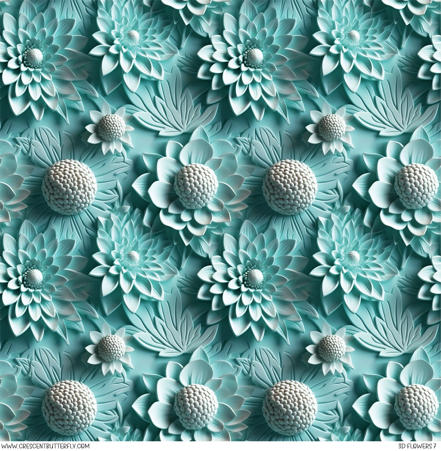 3D Flowers 7 Printed Vinyl Sheet/Wrap