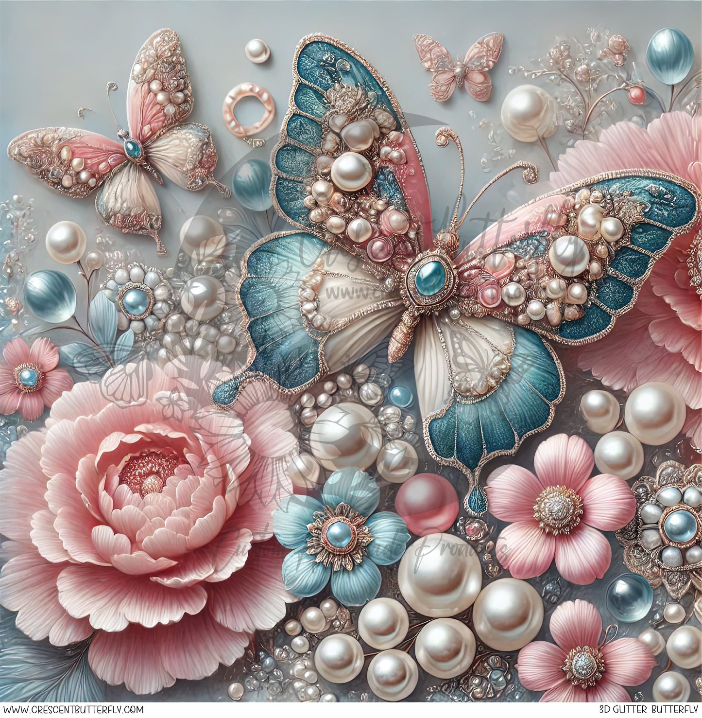 3D Glitter Butterfly Printed Vinyl Sheet/Wrap
