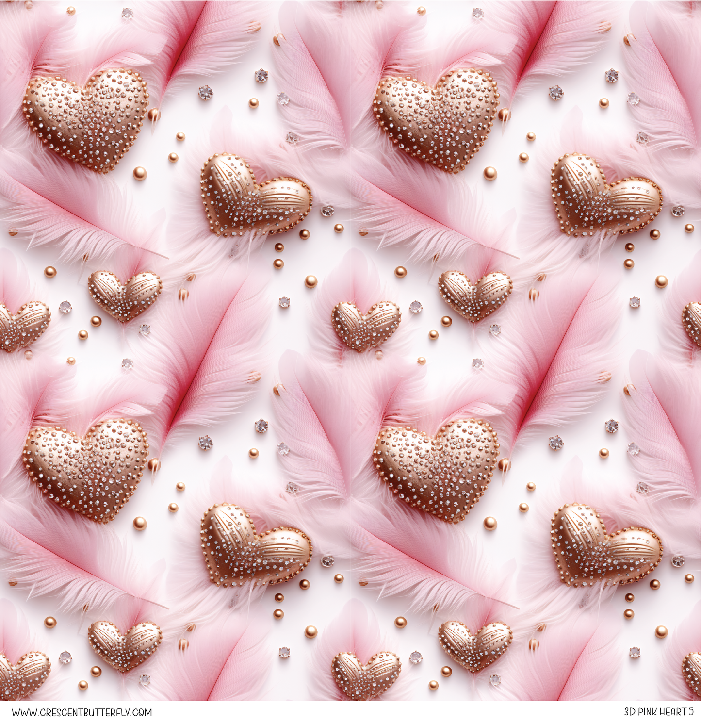 3D Pink Heart 5 Vinyl Sheet/Wrap