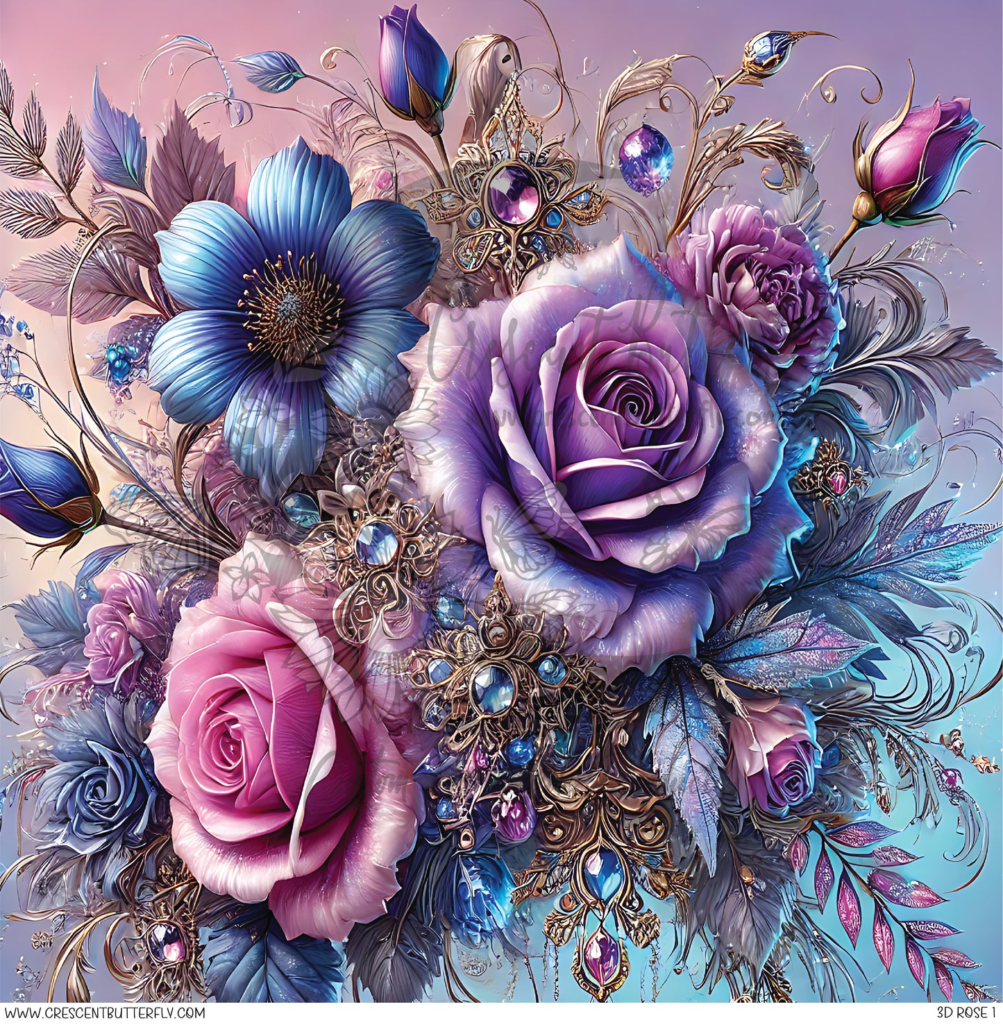 3D Rose 1 Printed Vinyl Sheet/Wrap