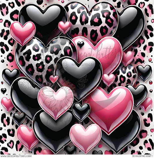 3D Valentine Heart 1 Printed Vinyl Sheet/Wrap