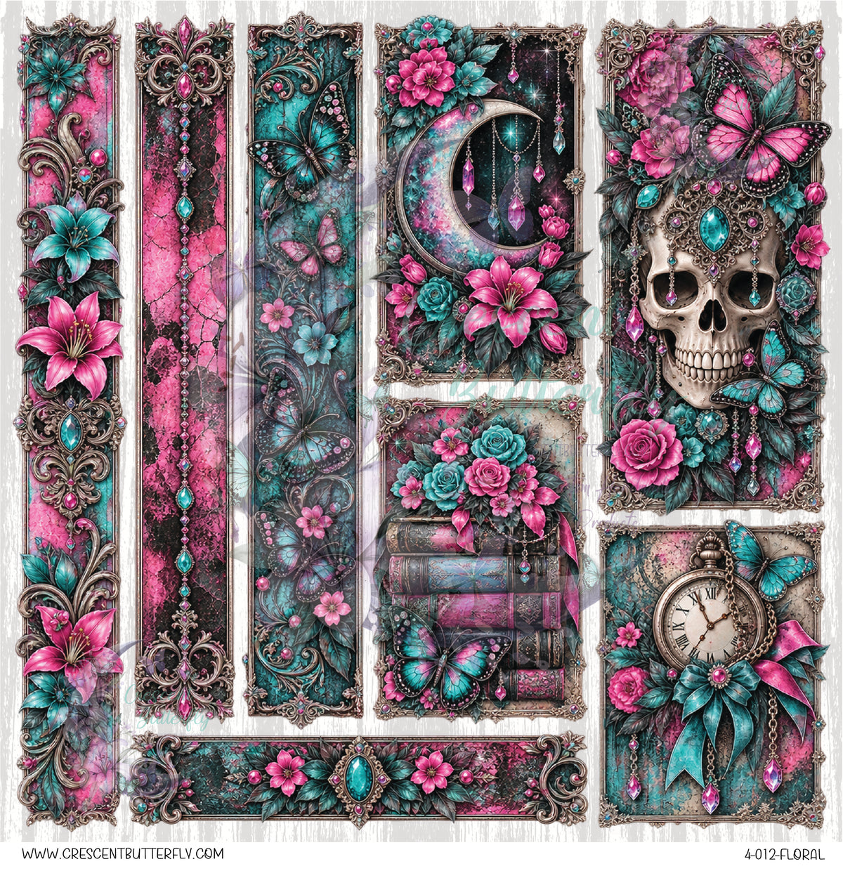 4-012-Floral 10x10 UV DTF Sheet
